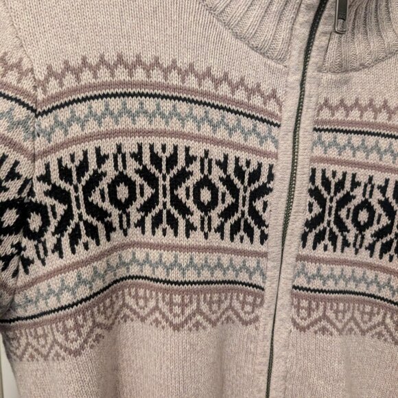 Lady Hathaway Gray/Heather Zip Sweater with Nordic Pattern, Size LG, EUC - Picture 2 of 7